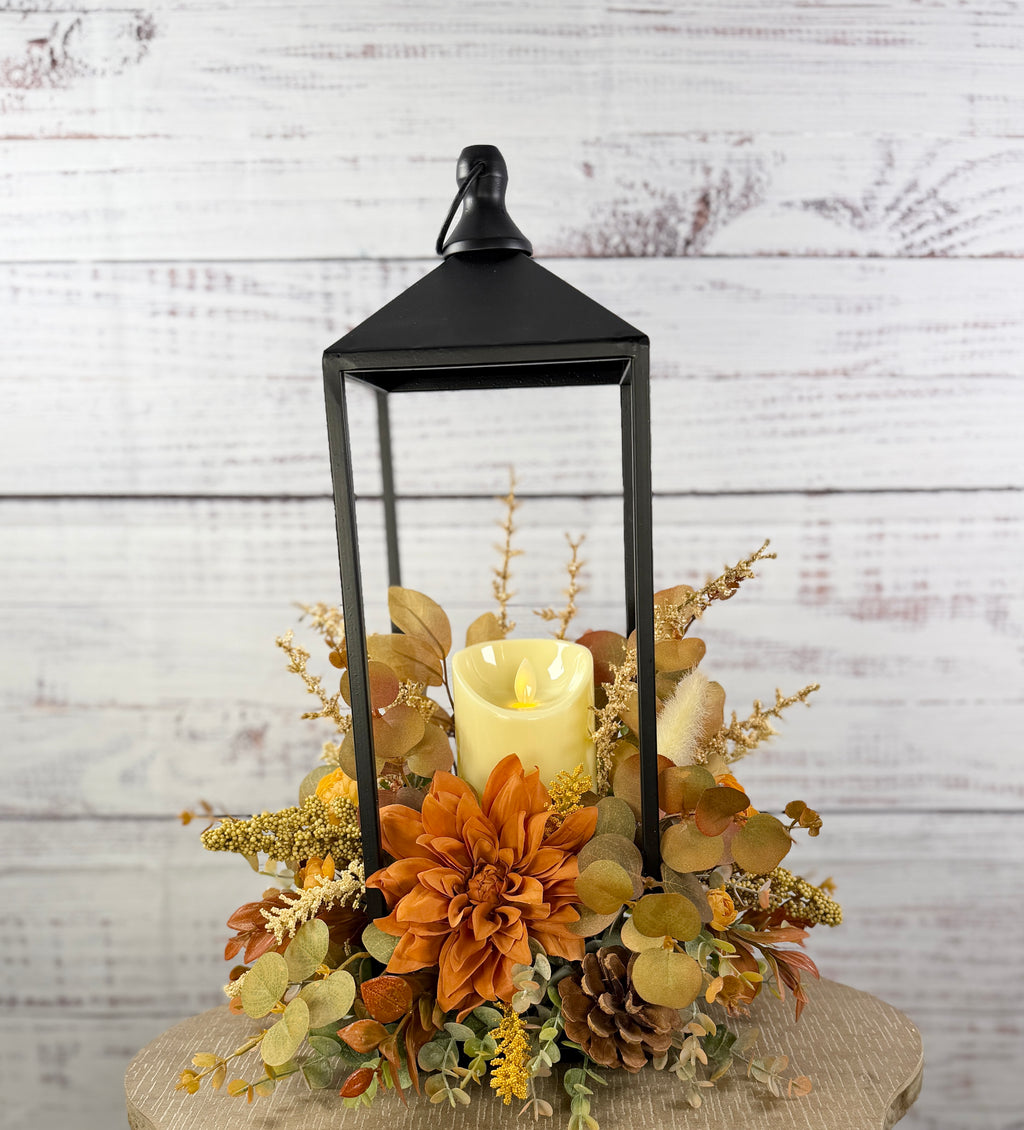 Autumn Glow Lantern Floral Arrangement – 2N