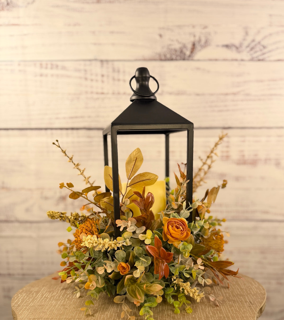 Autumn Dahlia Glow – Lighted Fall Floral Lantern