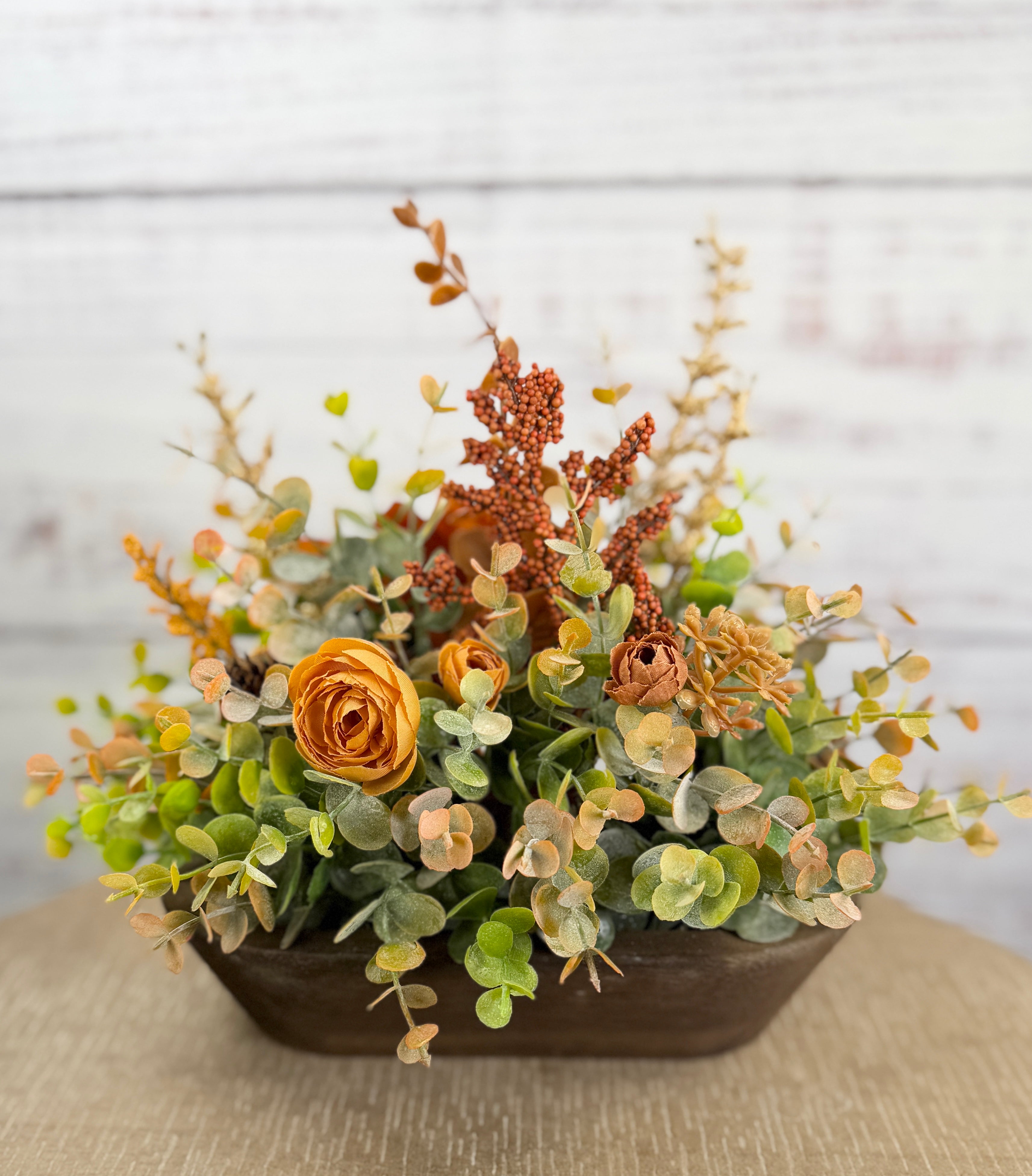 Copperwood Harvest - Petite Fall Dough Bowl Arrangement