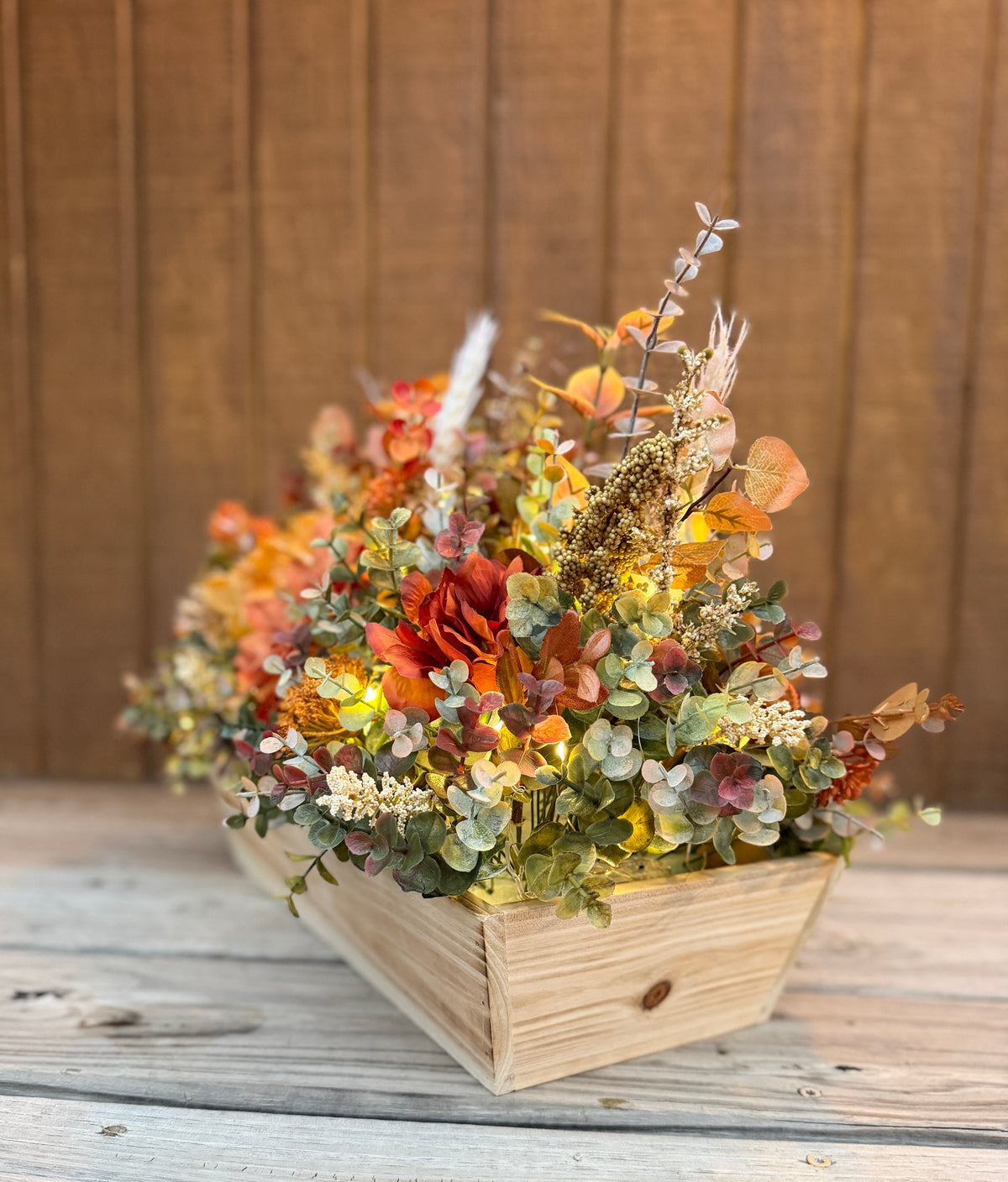Autumn Afterglow – Lighted Fall Floral Centerpiece