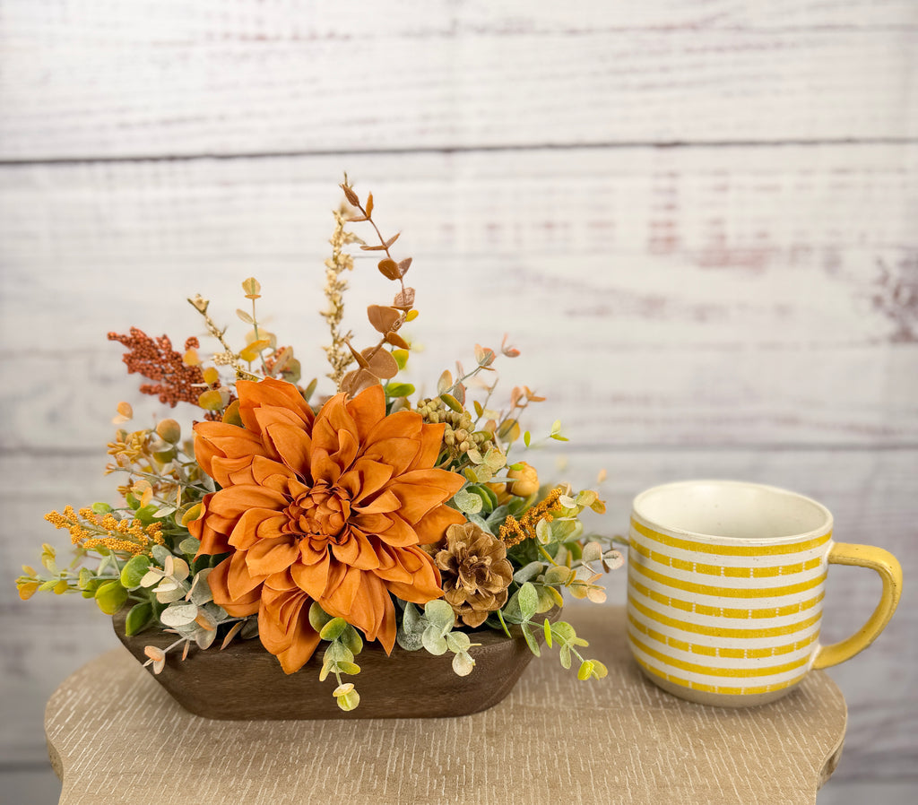 Autumn Ember Petite Dough Bowl Fall Floral Arrangement