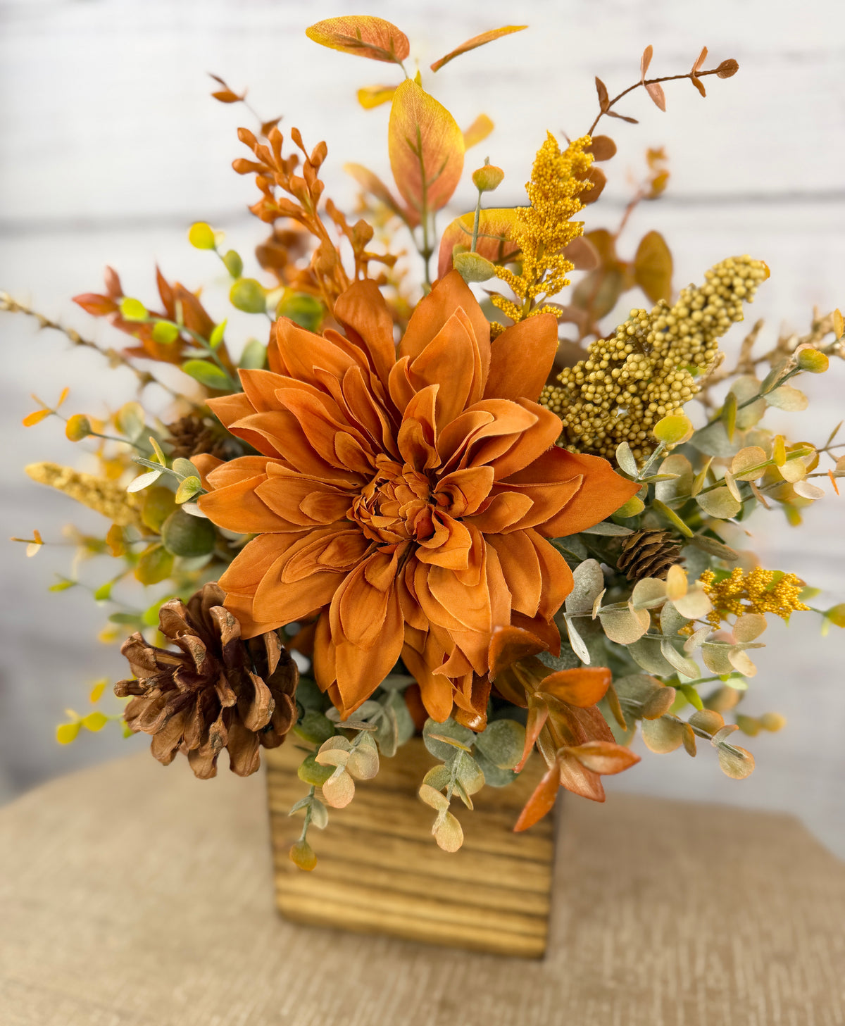 Autumn Dahlia – Rustic Fall Floral Arrangement