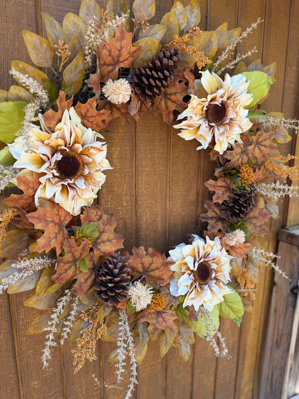 Oversized 35” Rustic Fall Sunflower Wreath