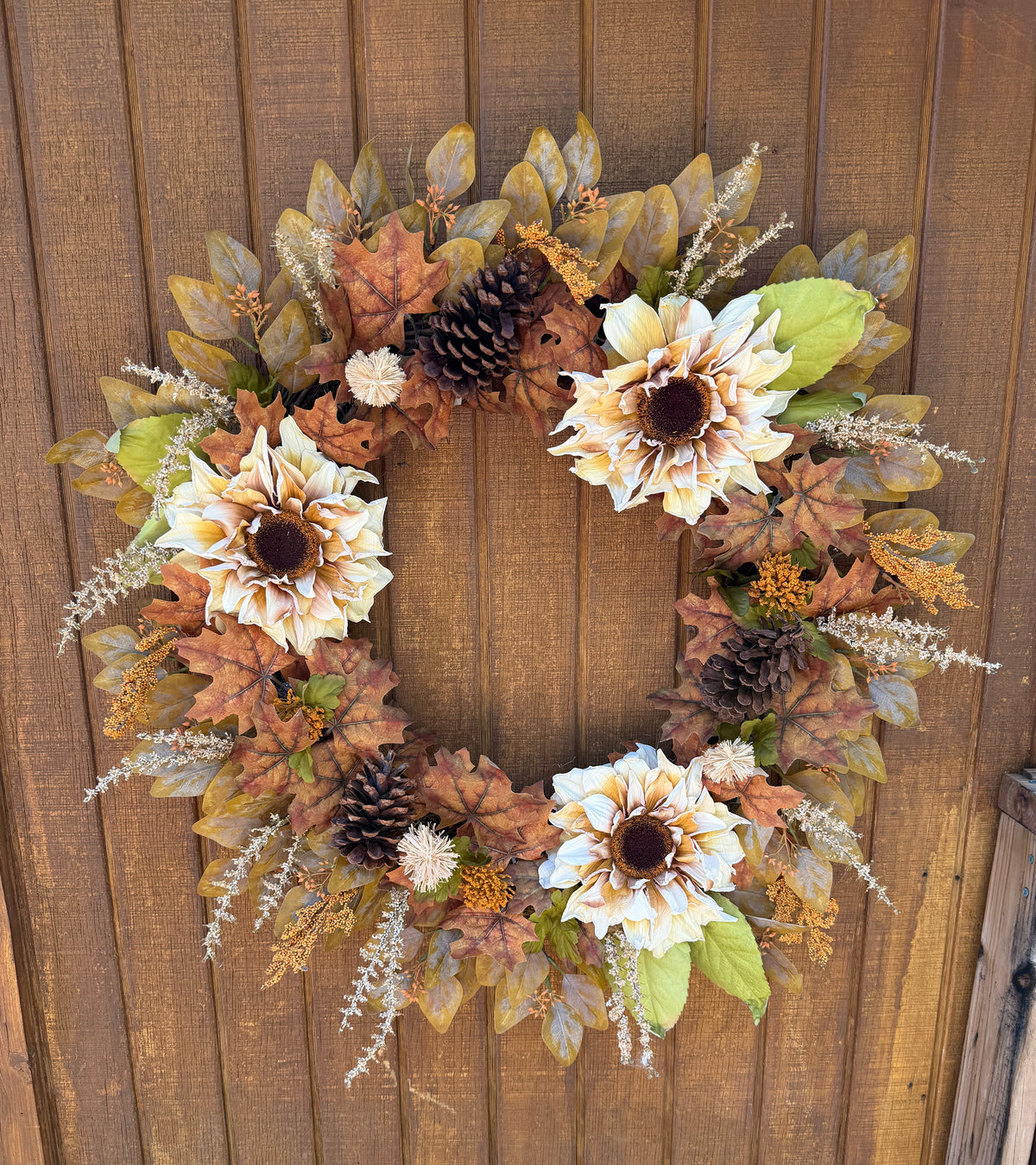 Oversized 35” Rustic Fall Sunflower Wreath