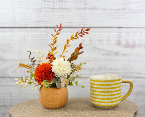 Autumn Jack – Terracotta Pumpkin Fall Floral Arrangement