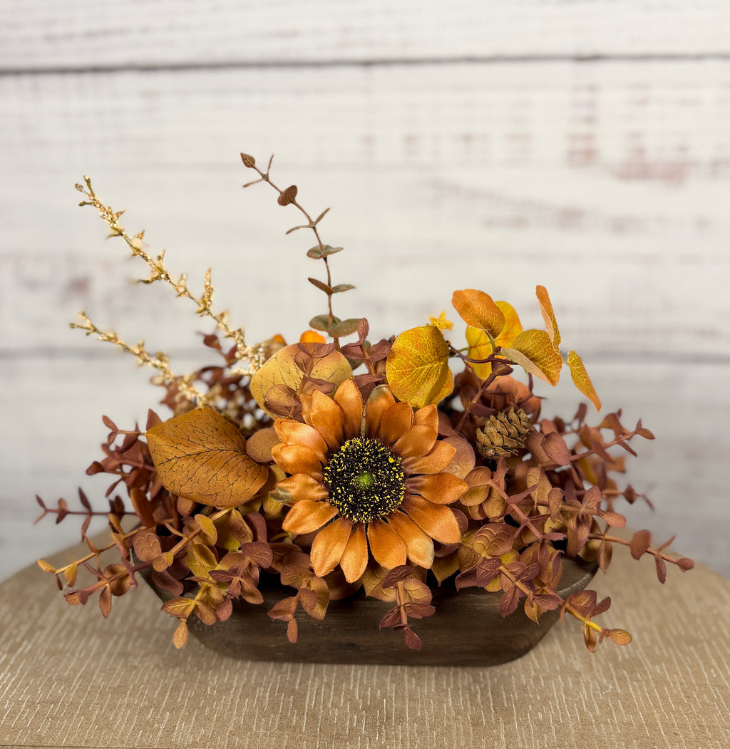 Amber Harvest – Petite Fall Dough Bowl Arrangement