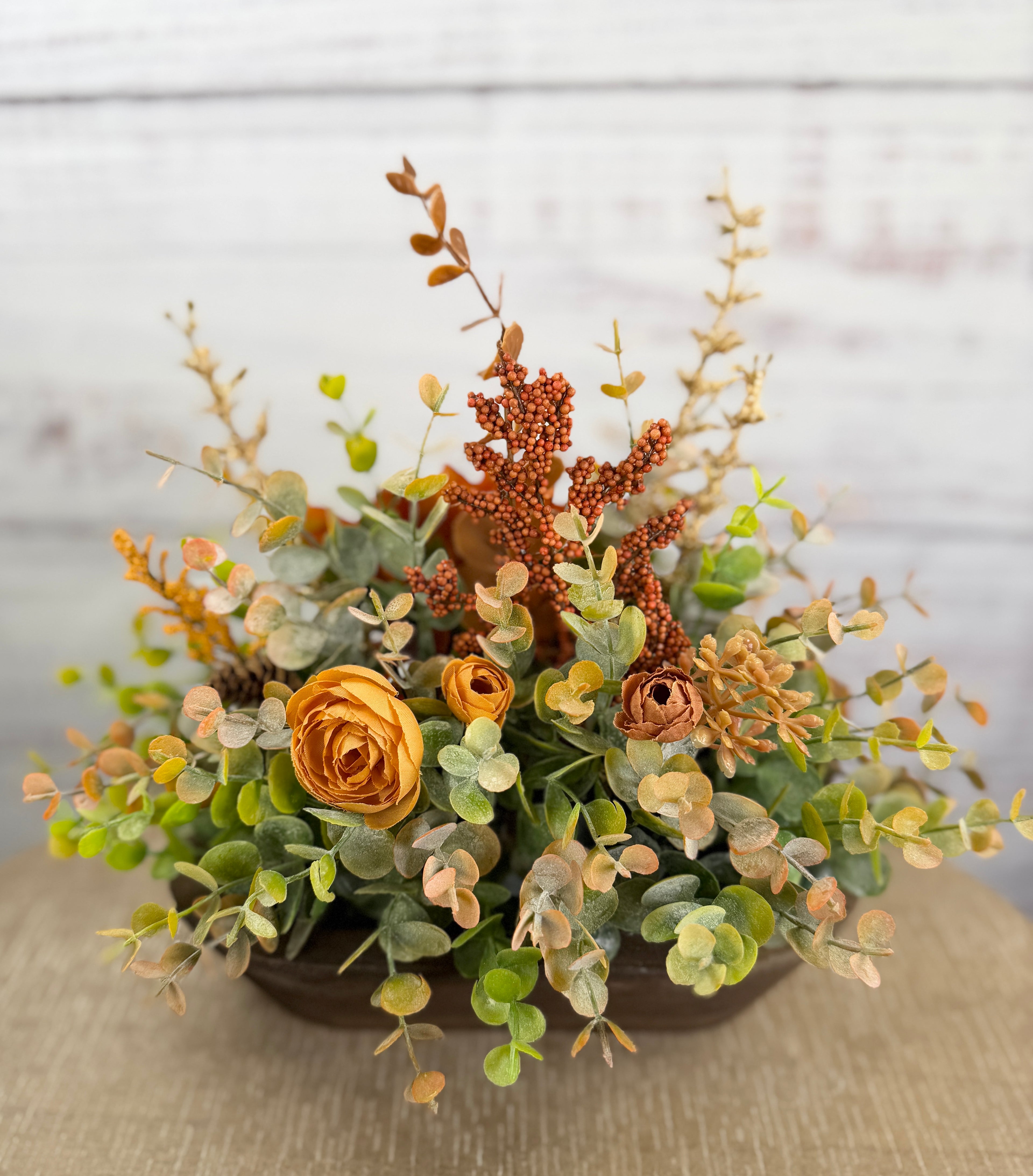 Copperwood Harvest - Petite Fall Dough Bowl Arrangement