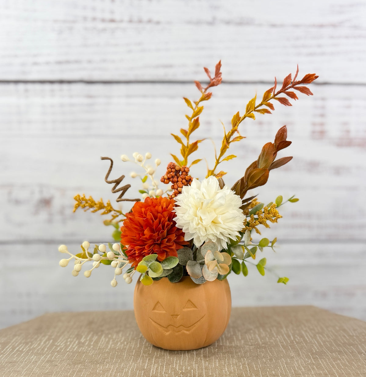 Autumn Jack – Terracotta Pumpkin Fall Floral Arrangement