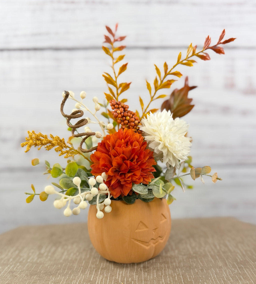 Autumn Jack – Terracotta Pumpkin Fall Floral Arrangement