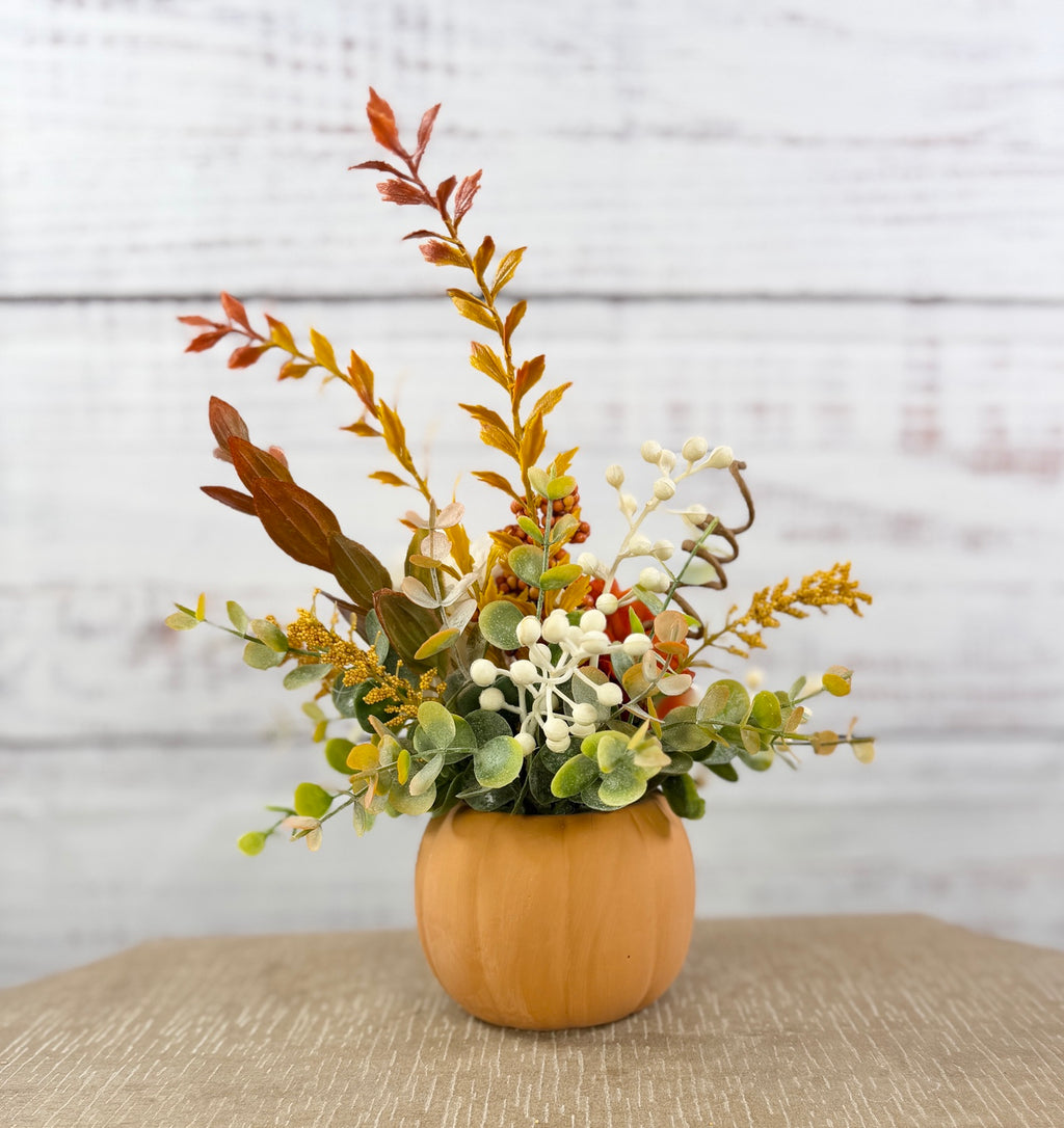 Autumn Jack – Terracotta Pumpkin Fall Floral Arrangement