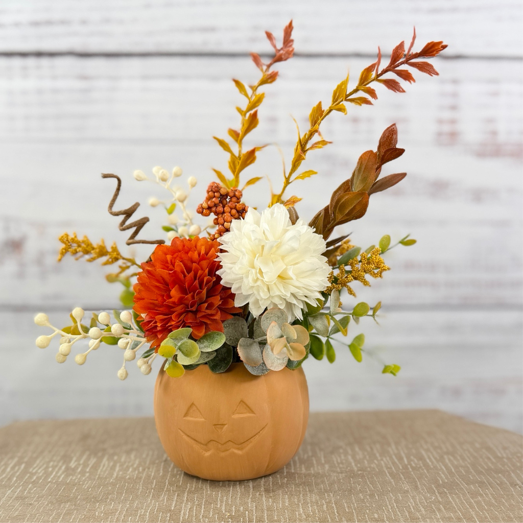 Autumn Jack – Terracotta Pumpkin Fall Floral Arrangement