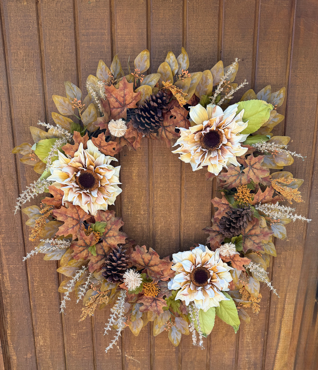 Oversized 35” Rustic Fall Sunflower Wreath