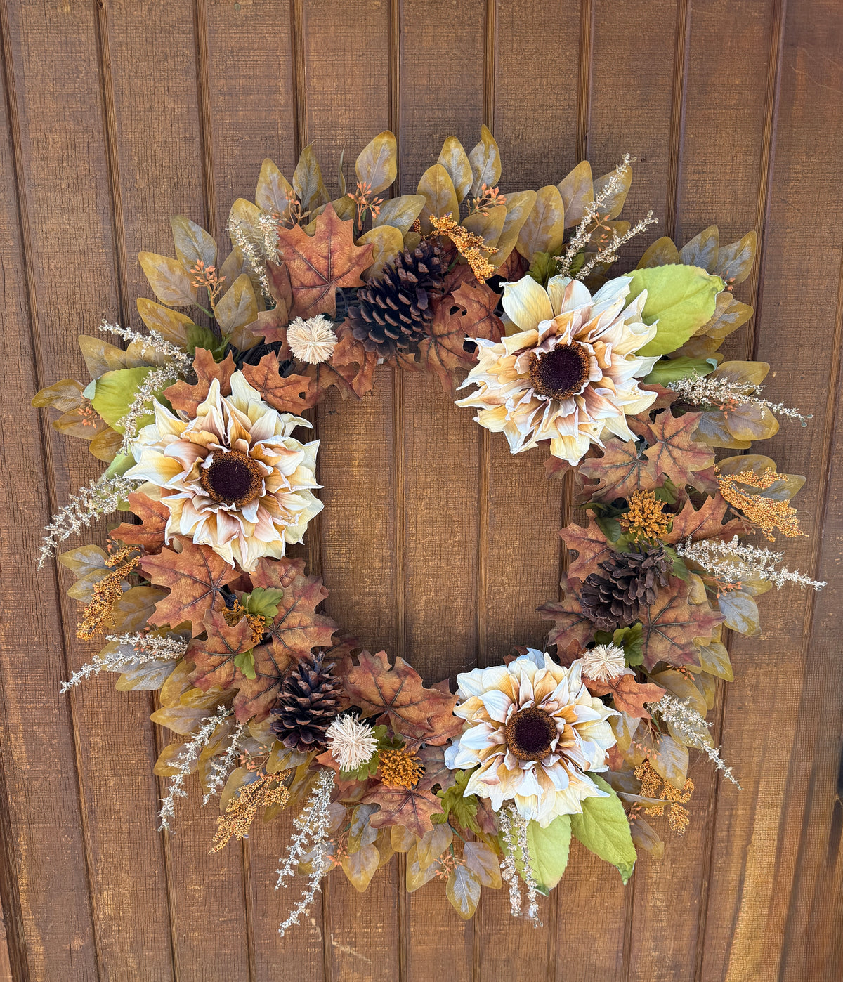 Oversized 35” Rustic Fall Sunflower Wreath