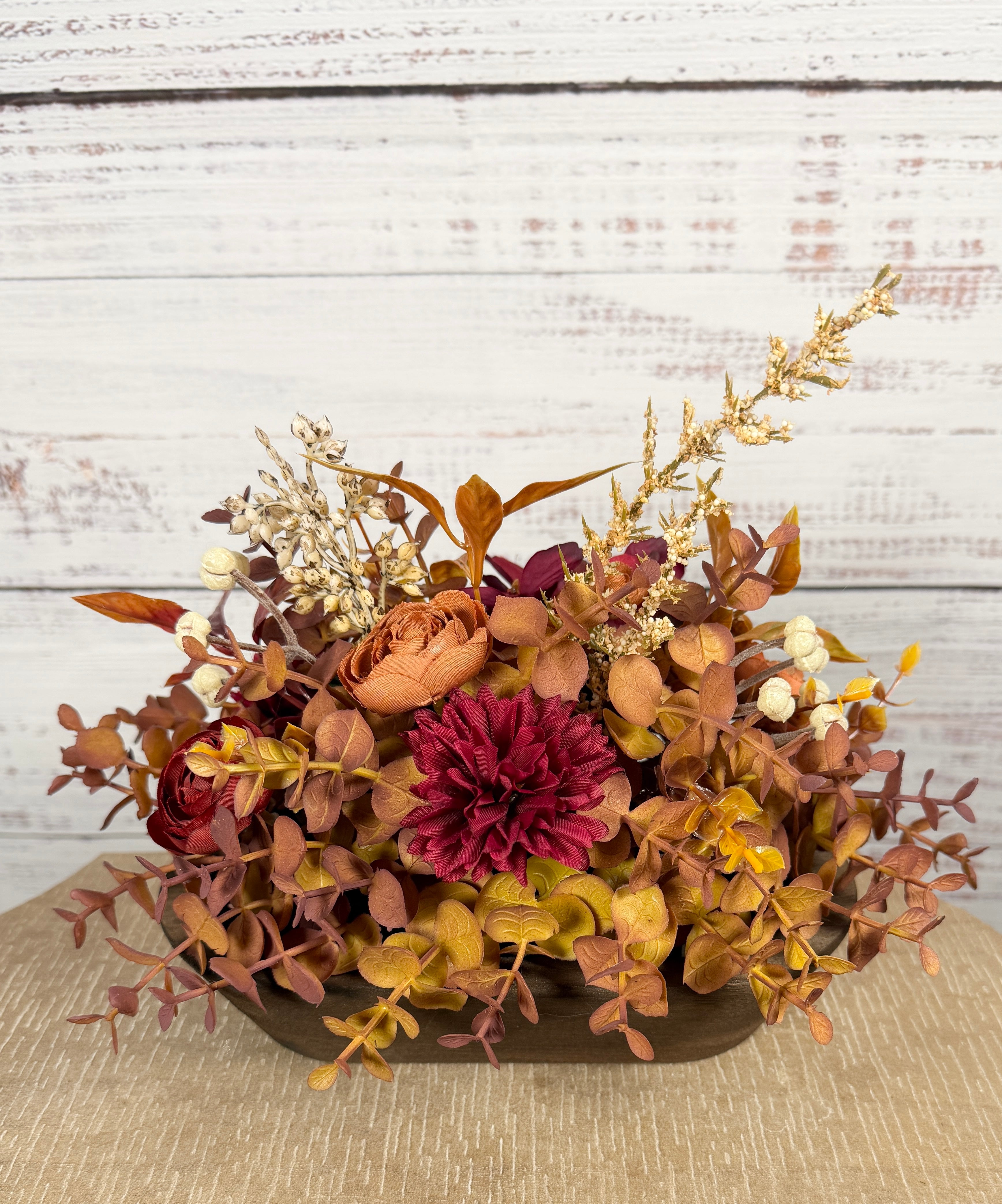 Burgundy Ember – Petite Fall Dough Bowl Arrangement