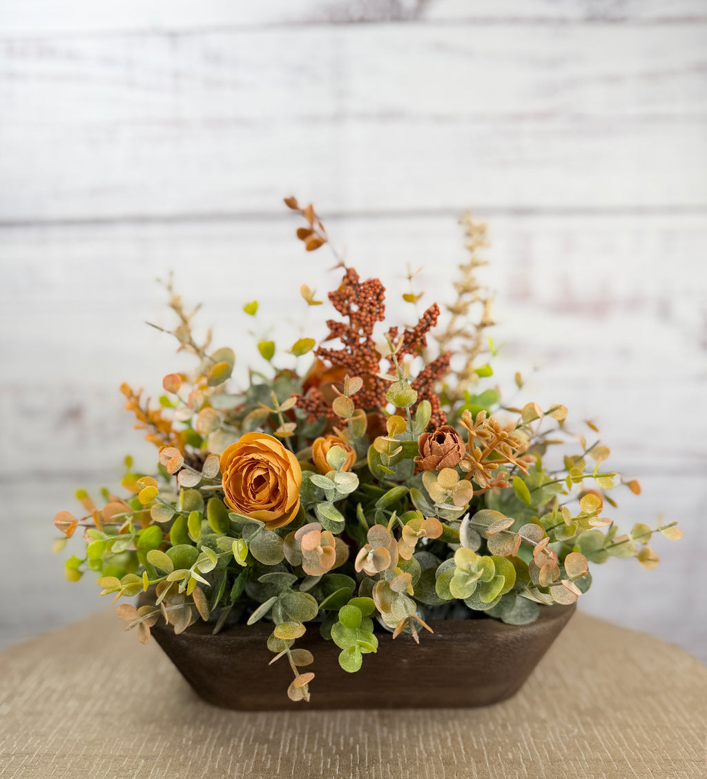 Copperwood Harvest - Petite Fall Dough Bowl Arrangement