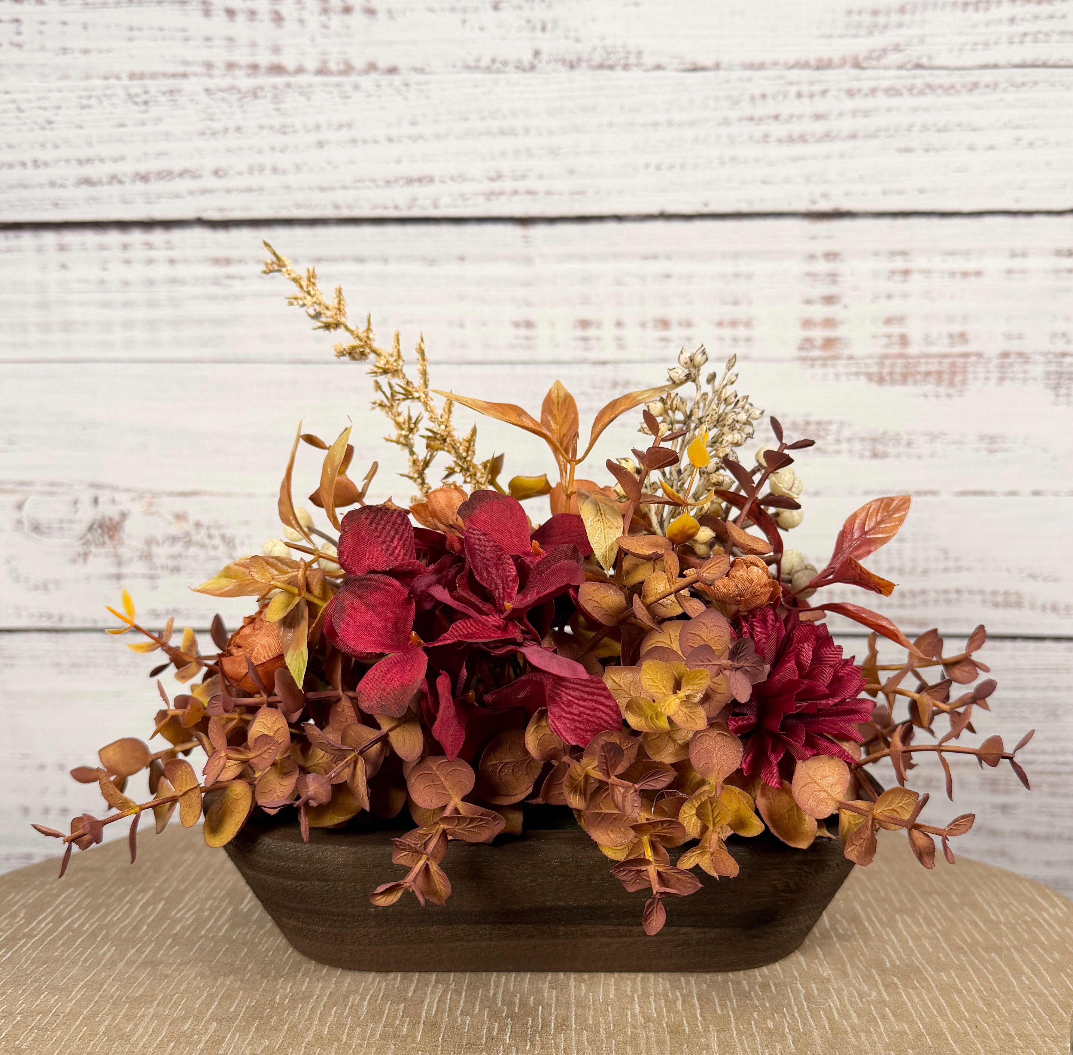 Burgundy Ember – Petite Fall Dough Bowl Arrangement