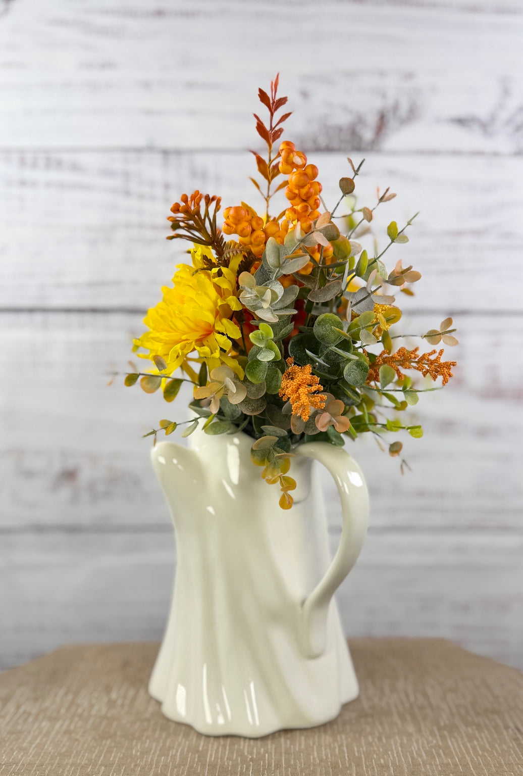 Harvest Haunt – Ceramic Ghost Fall Floral Arrangement
