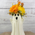 Harvest Haunt – Ceramic Ghost Fall Floral Arrangement