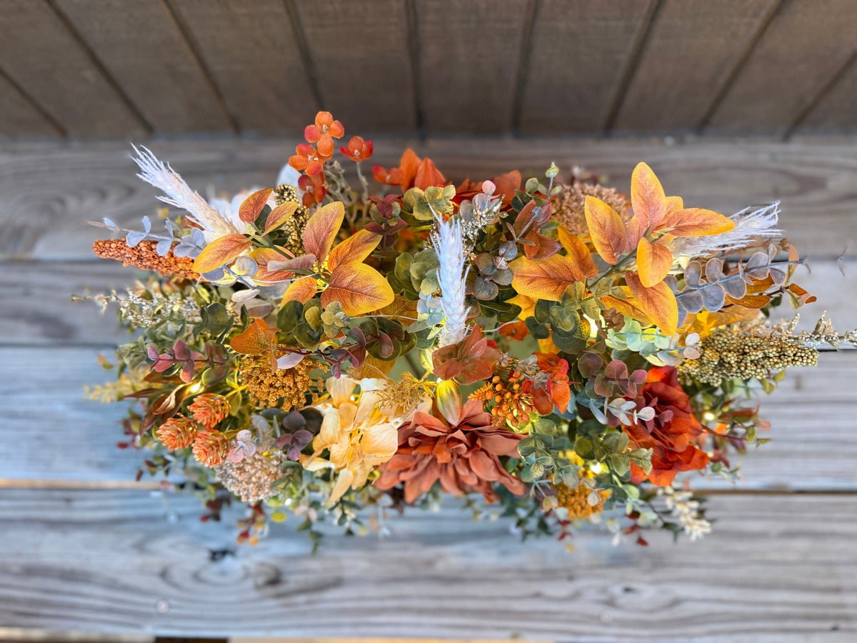 Autumn Afterglow – Lighted Fall Floral Centerpiece