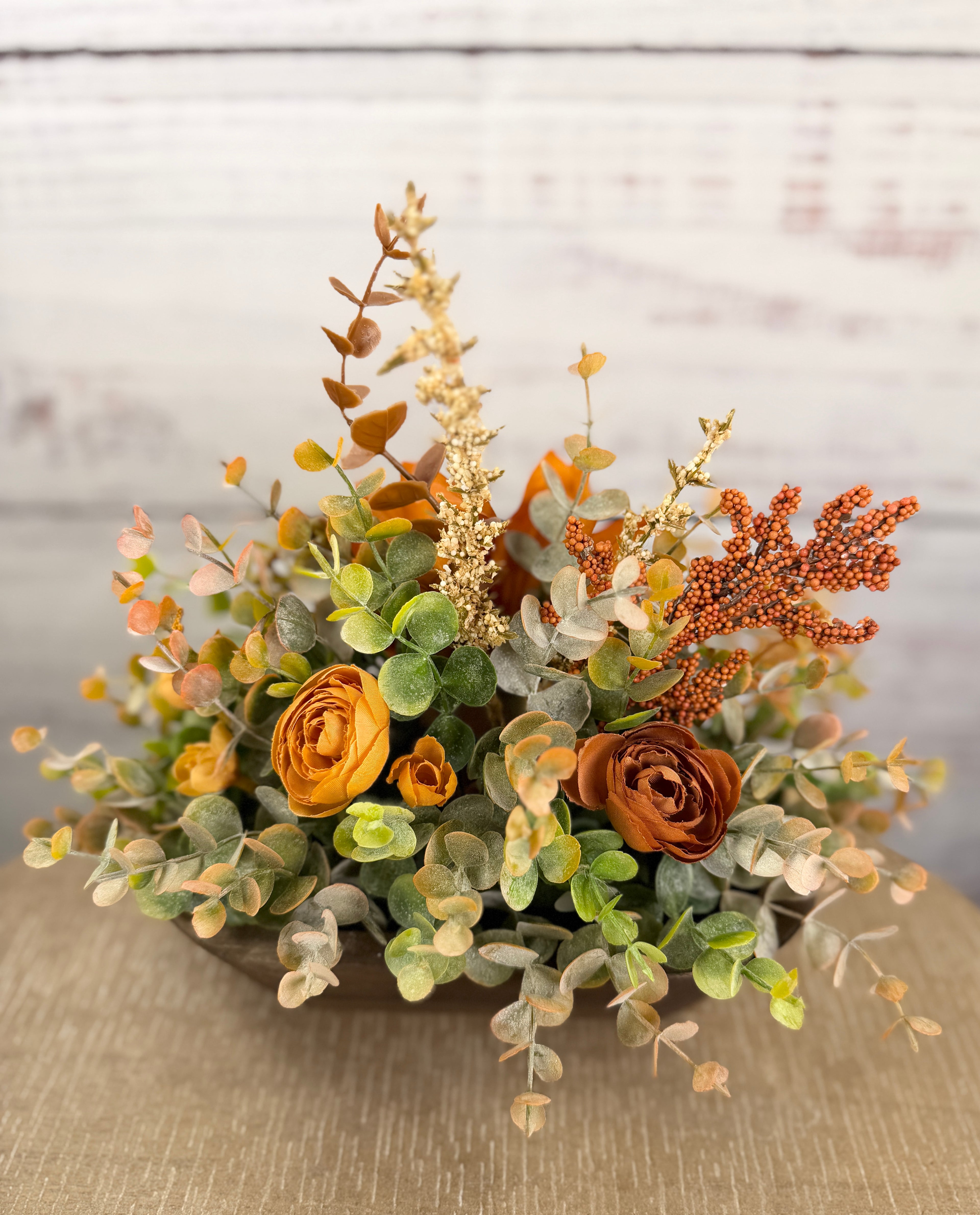 Autumn Ember Petite Dough Bowl Fall Floral Arrangement