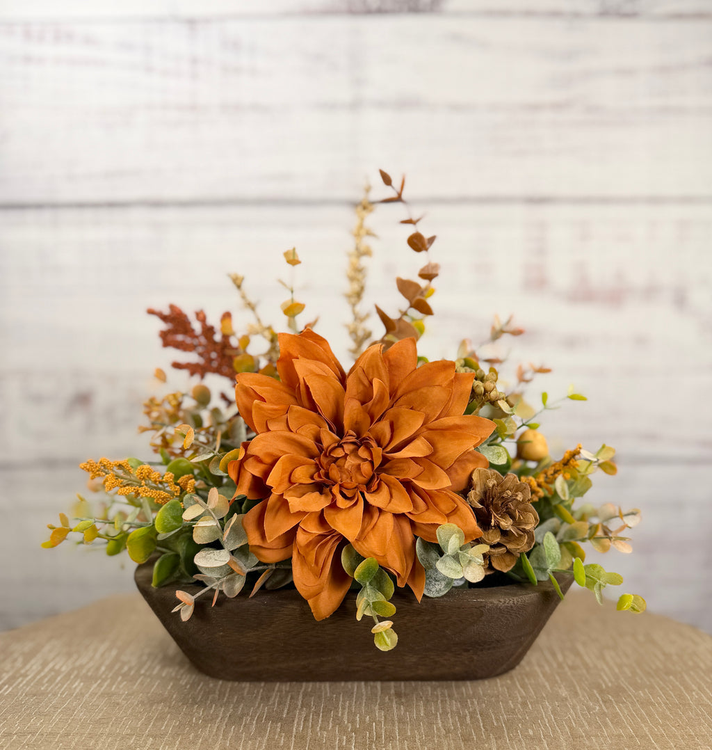 Autumn Ember Petite Dough Bowl Fall Floral Arrangement