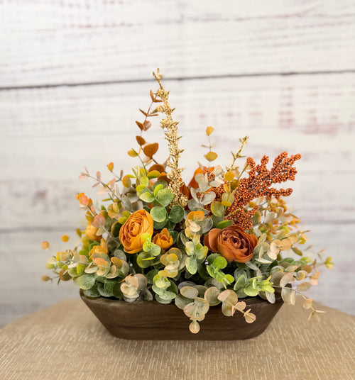 Autumn Ember Petite Dough Bowl Fall Floral Arrangement