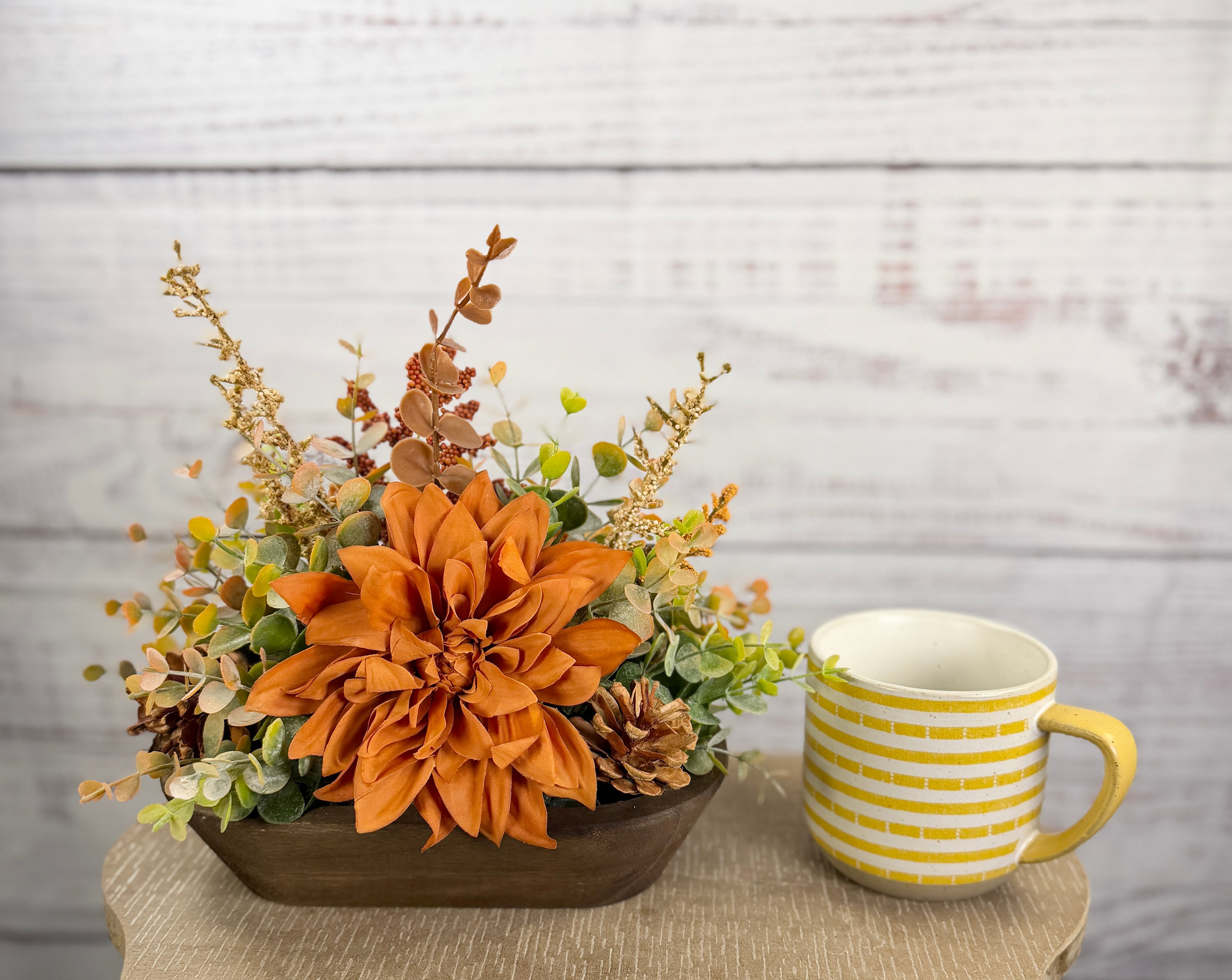 Copperwood Harvest - Petite Fall Dough Bowl Arrangement