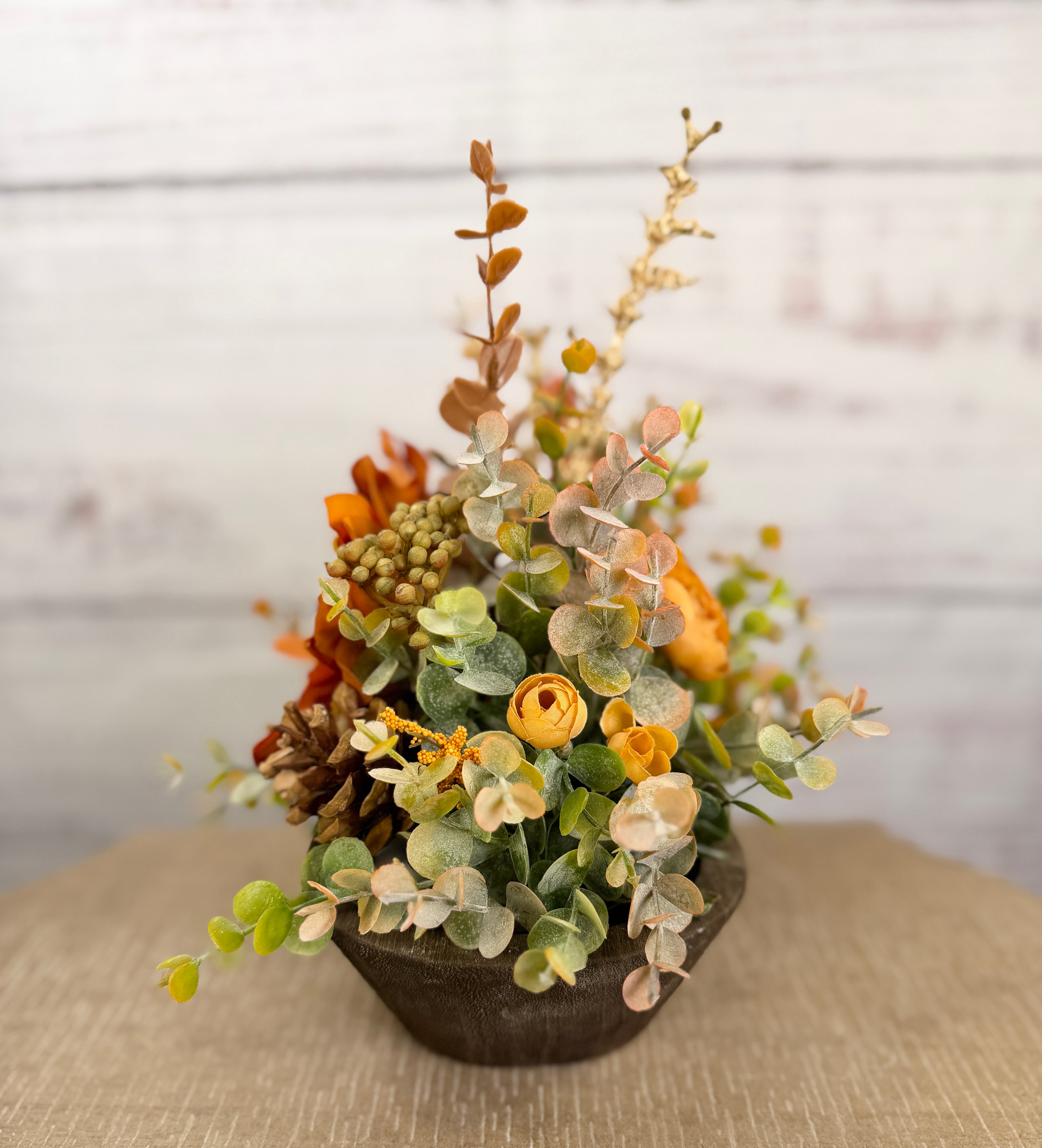 Autumn Ember Petite Dough Bowl Fall Floral Arrangement