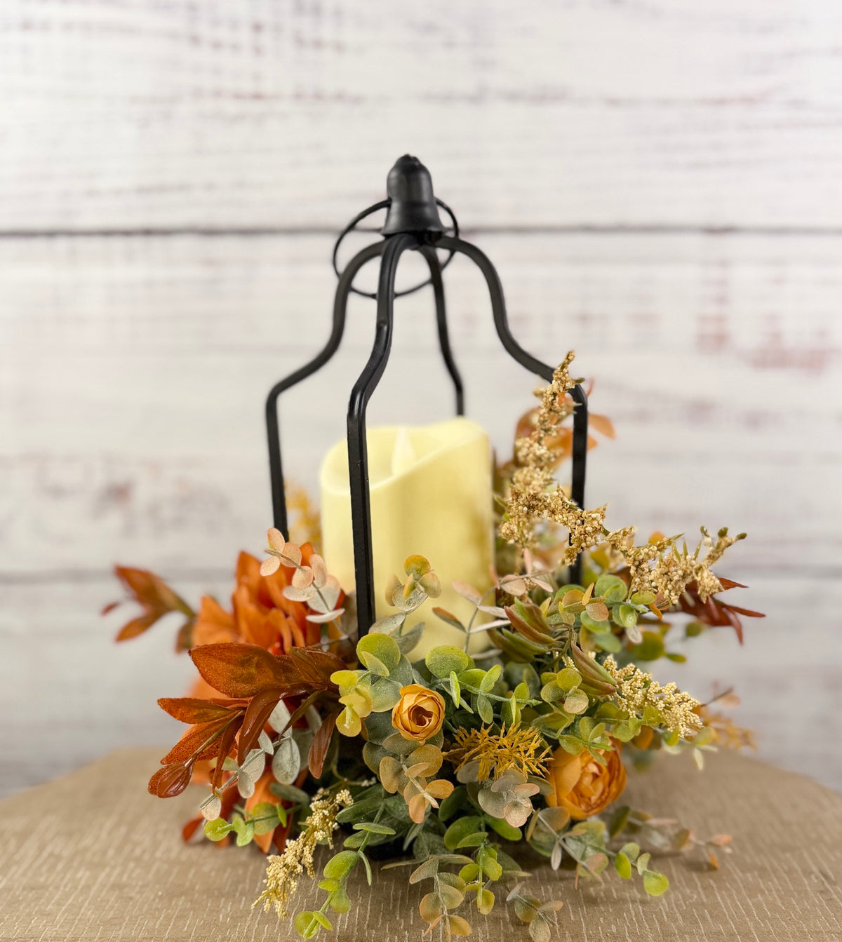 Copperlight Lantern – Fall Floral Lantern with LED Candle
