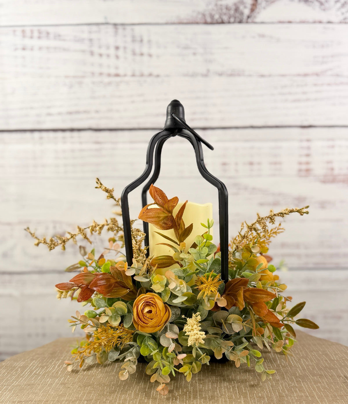 Copperlight Lantern – Fall Floral Lantern with LED Candle