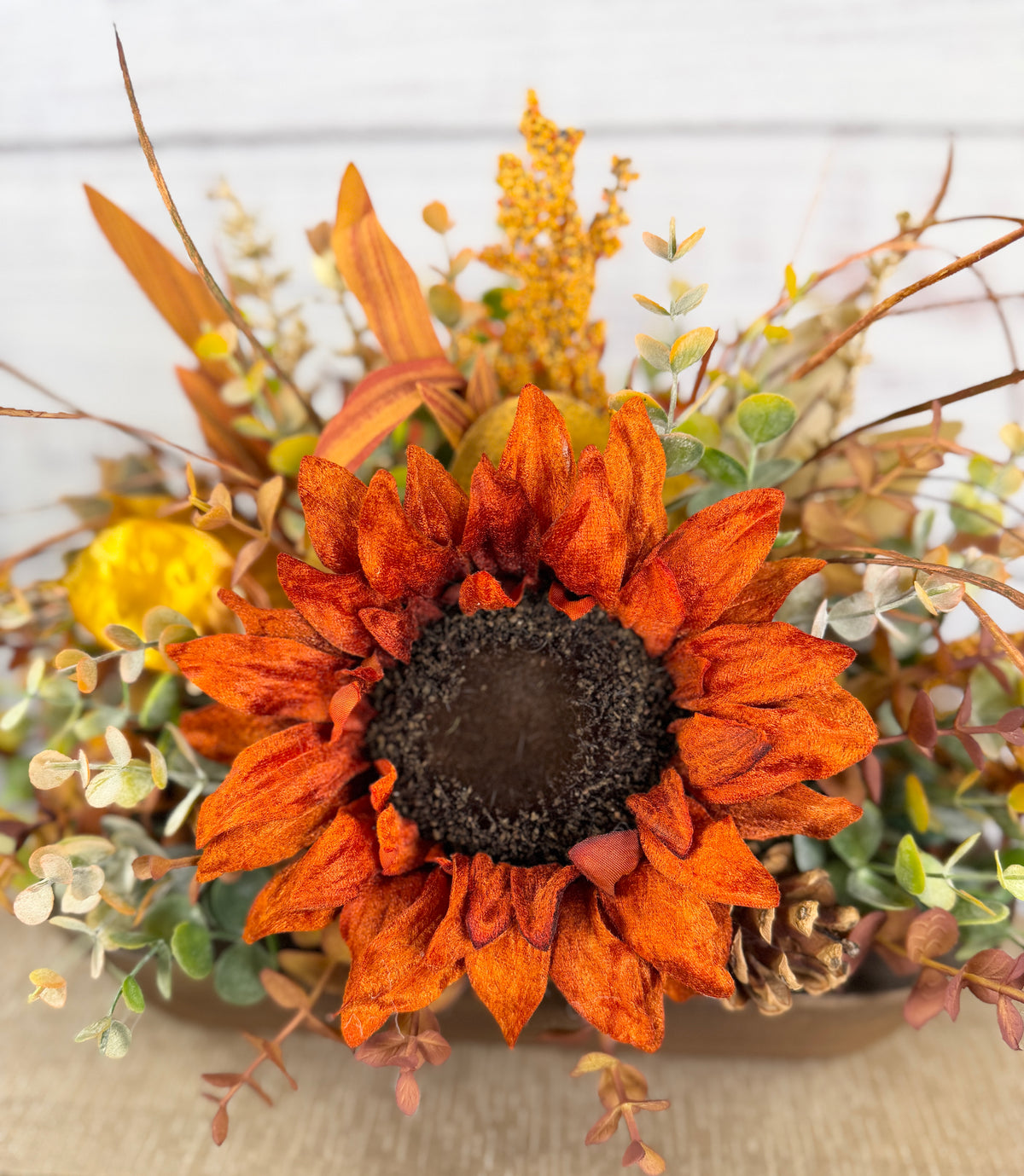 Autumn Sunflower Dough Bowl Arrangement
