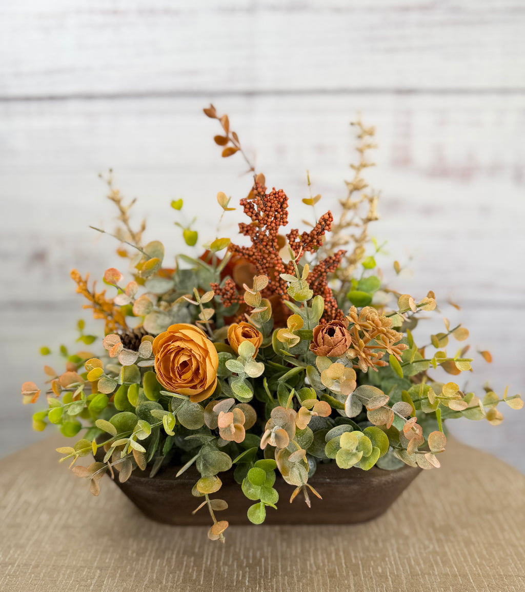 Copperwood Harvest - Petite Fall Dough Bowl Arrangement