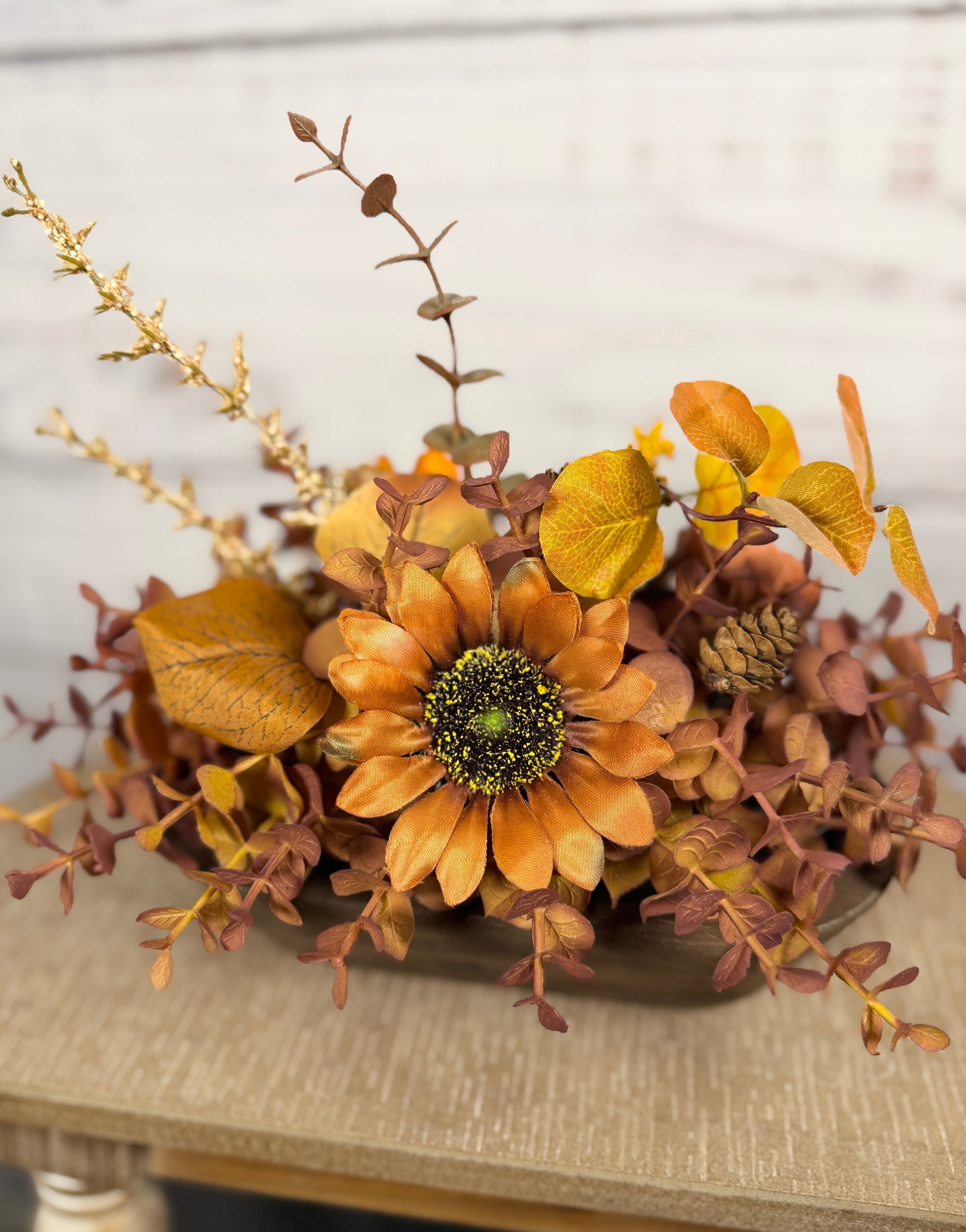 Amber Harvest – Petite Fall Dough Bowl Arrangement