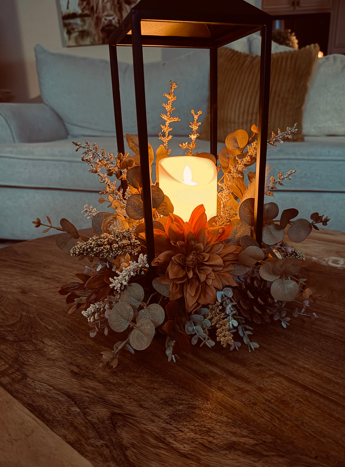 Autumn Glow Lantern Floral Arrangement – 2N