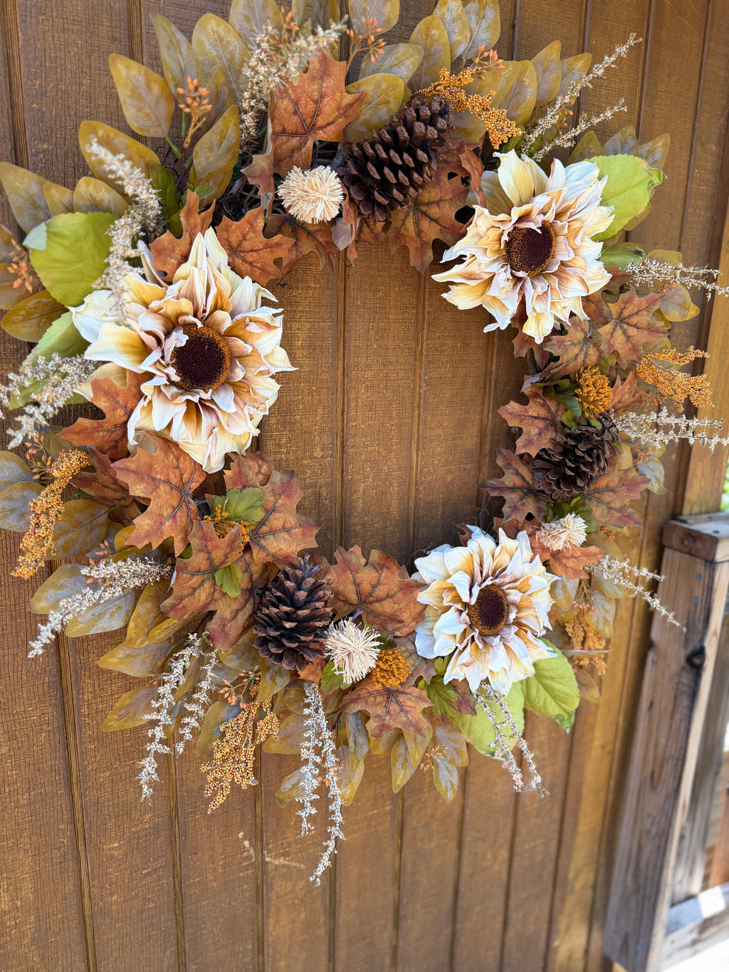 Oversized 35” Rustic Fall Sunflower Wreath