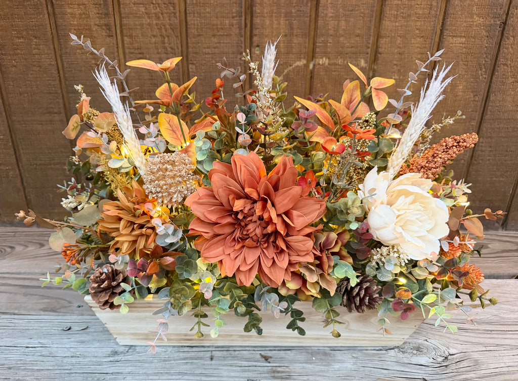 Autumn Afterglow – Lighted Fall Floral Centerpiece