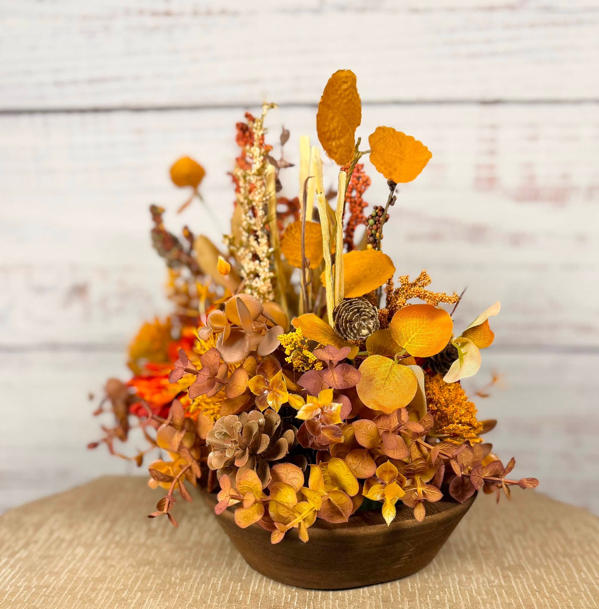 Fall Floral Arrangement | Orange, Gold & Brown | 10.5" Tall