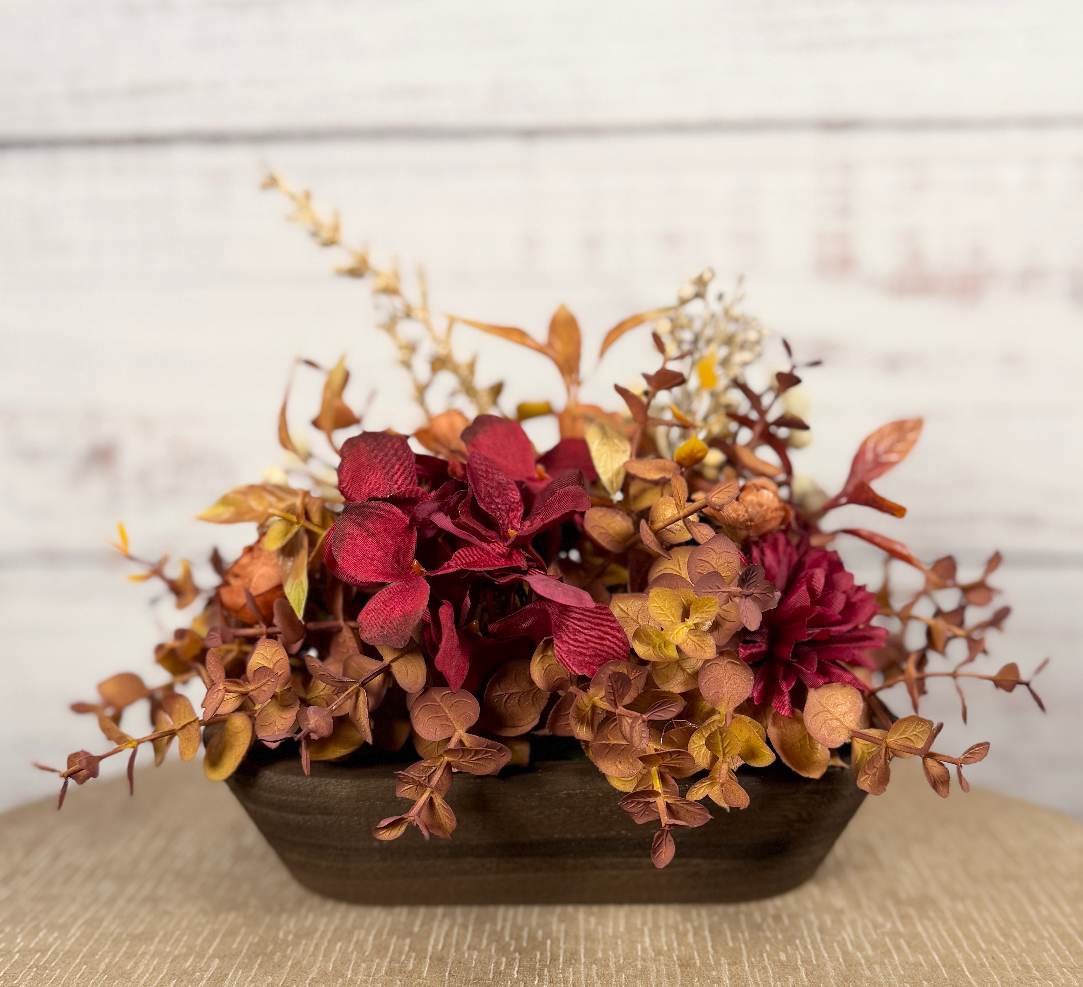 Burgundy Ember – Petite Fall Dough Bowl Arrangement