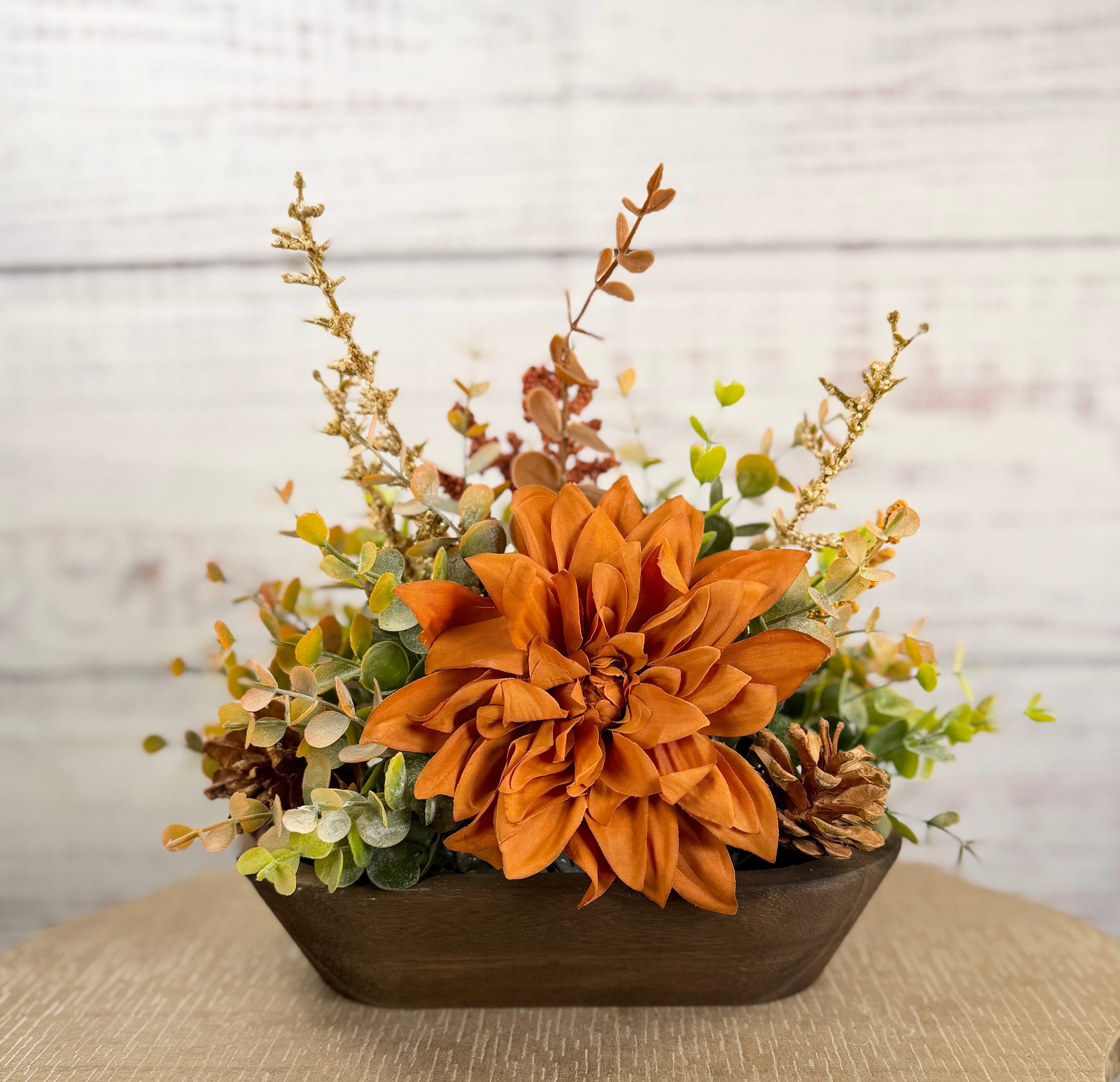 Copperwood Harvest - Petite Fall Dough Bowl Arrangement