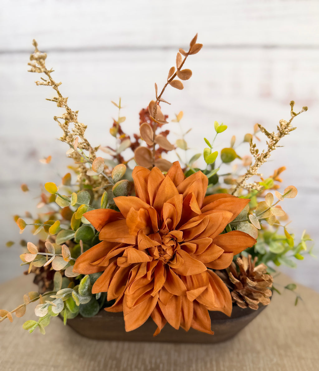 Copperwood Harvest - Petite Fall Dough Bowl Arrangement