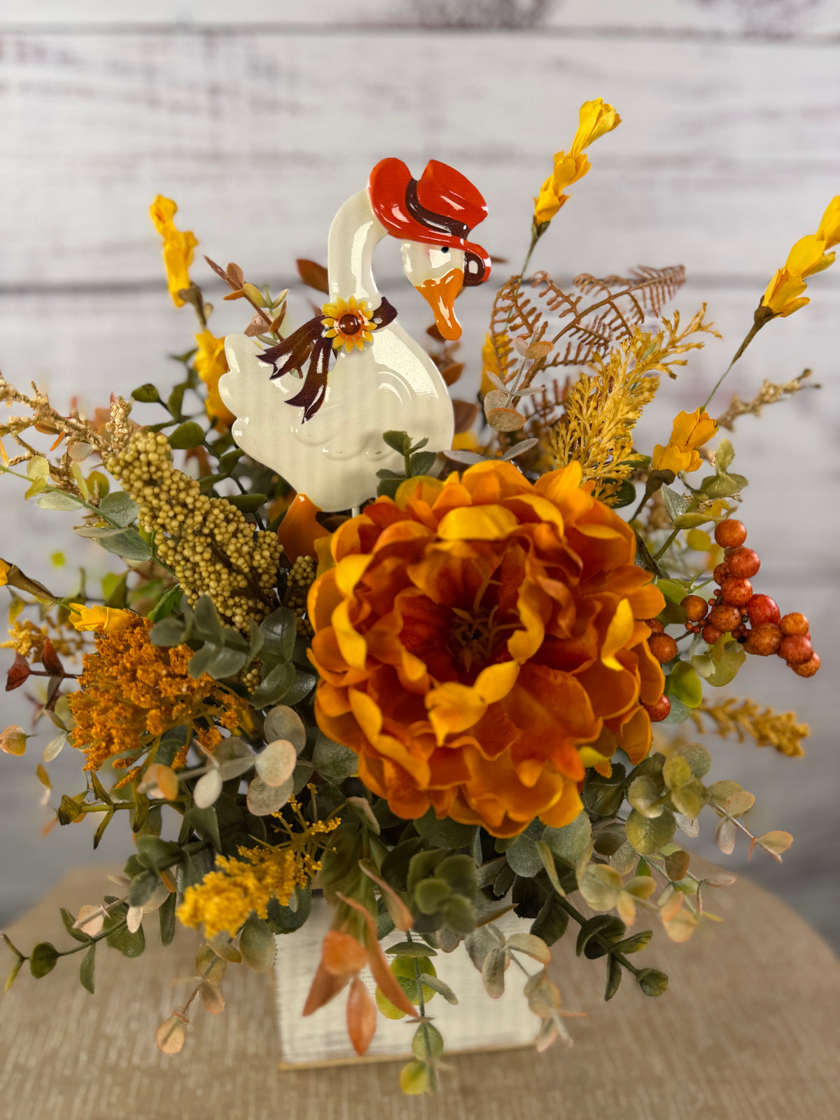 Howdy Harvest Goose – Fall Floral Arrangement