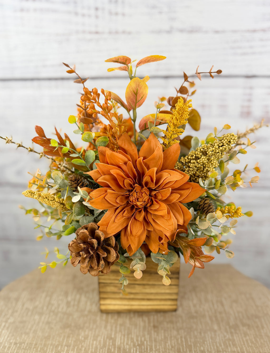 Autumn Dahlia – Rustic Fall Floral Arrangement