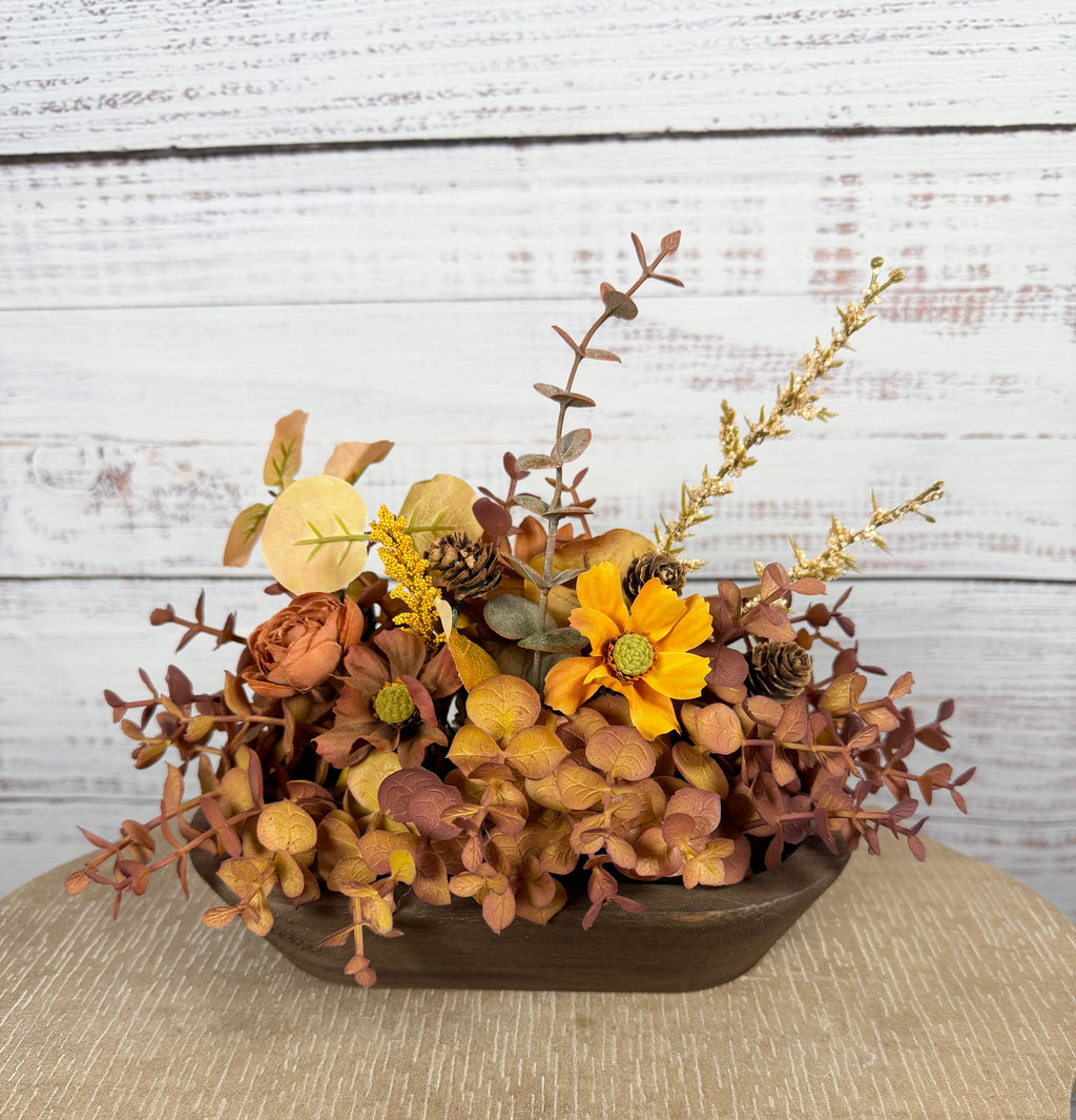 Amber Harvest – Petite Fall Dough Bowl Arrangement