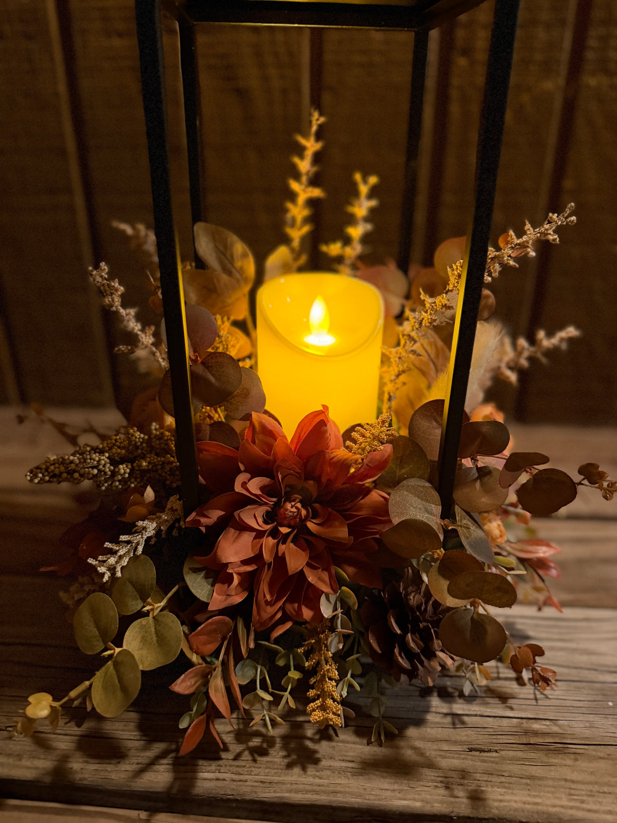 Autumn Glow Lantern Floral Arrangement – 2N