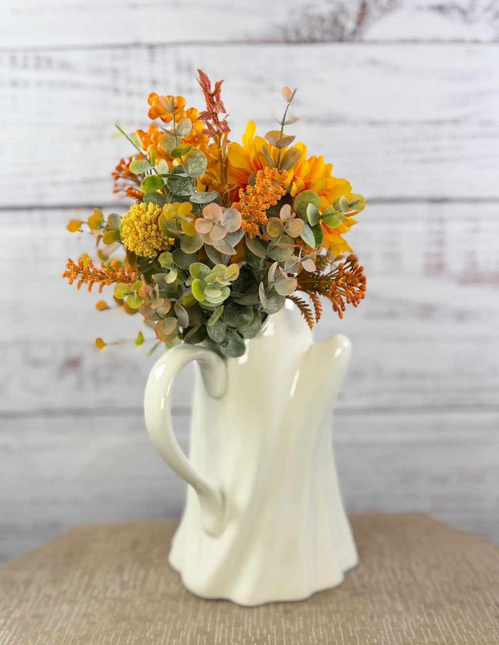 Boo in Bloom – Ceramic Ghost Fall Floral Arrangement