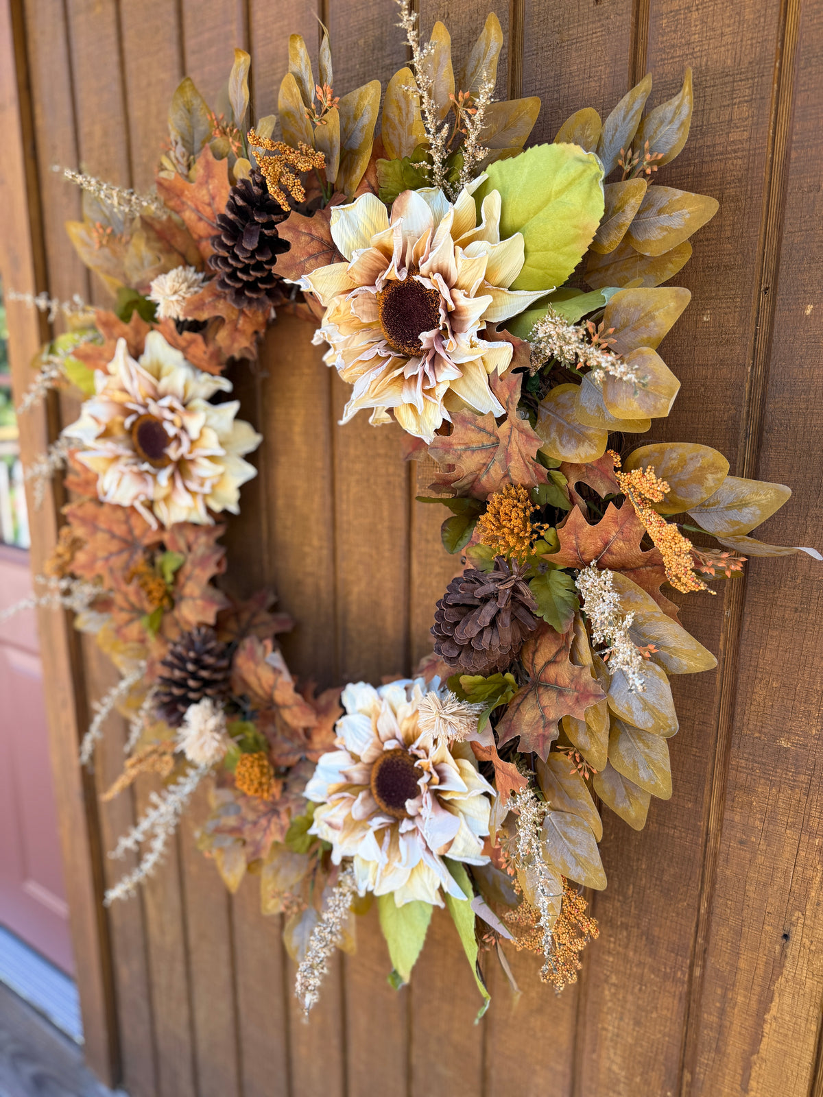 Oversized 35” Rustic Fall Sunflower Wreath