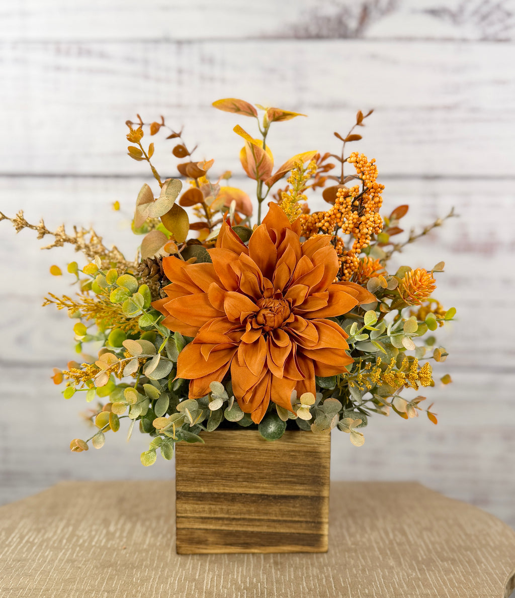 Autumn Dahlia – Rustic Fall Floral Arrangement