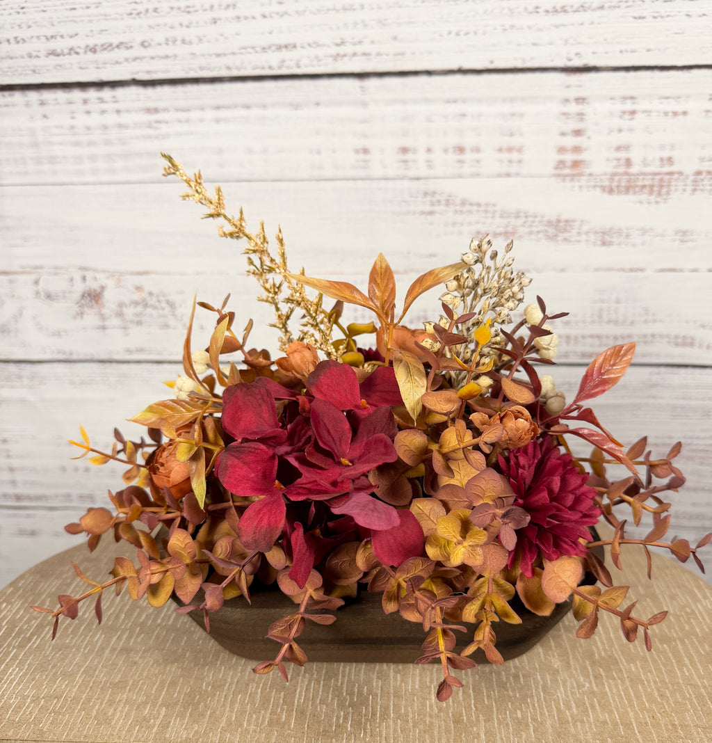 Burgundy Ember – Petite Fall Dough Bowl Arrangement