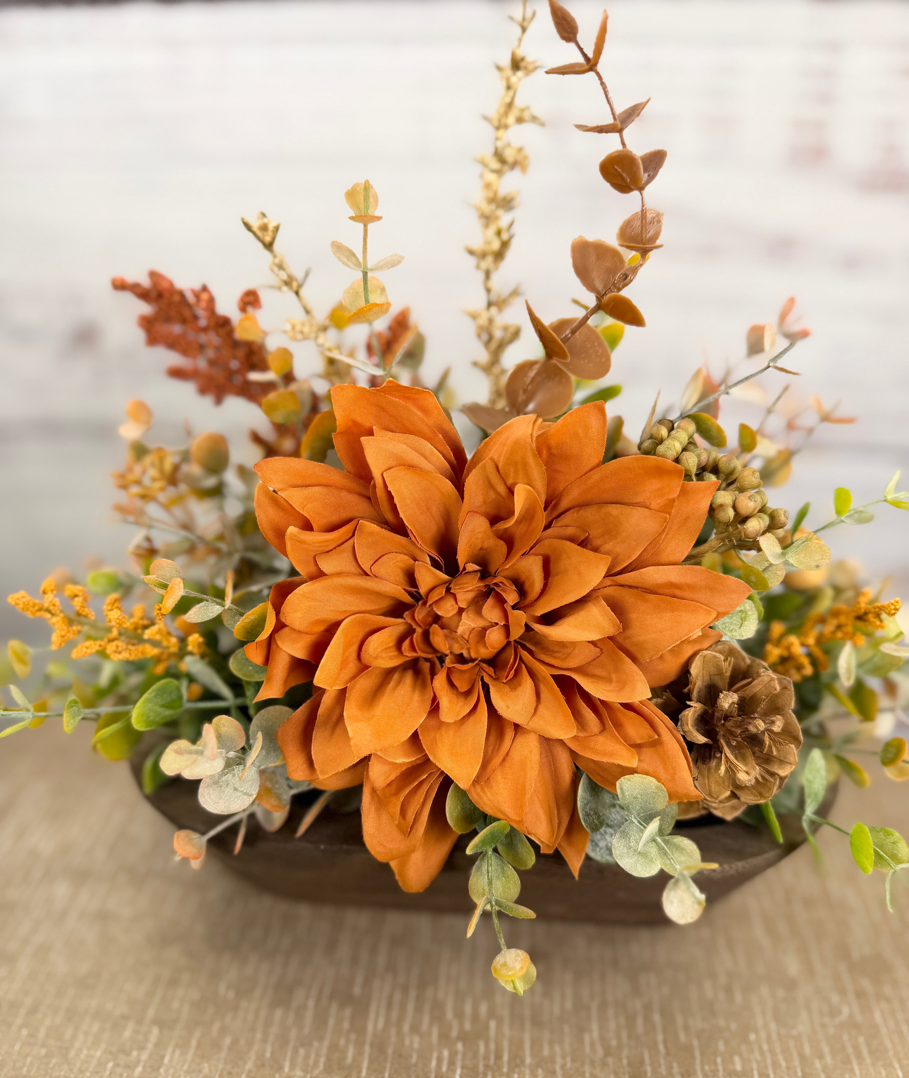 Autumn Ember Petite Dough Bowl Fall Floral Arrangement