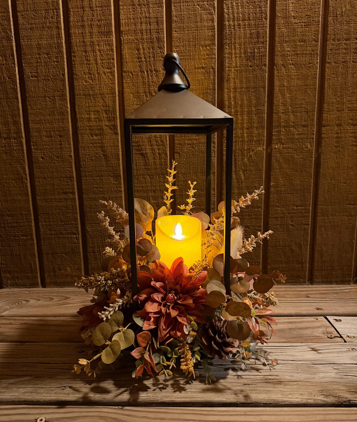 Autumn Glow Lantern Floral Arrangement – 2N